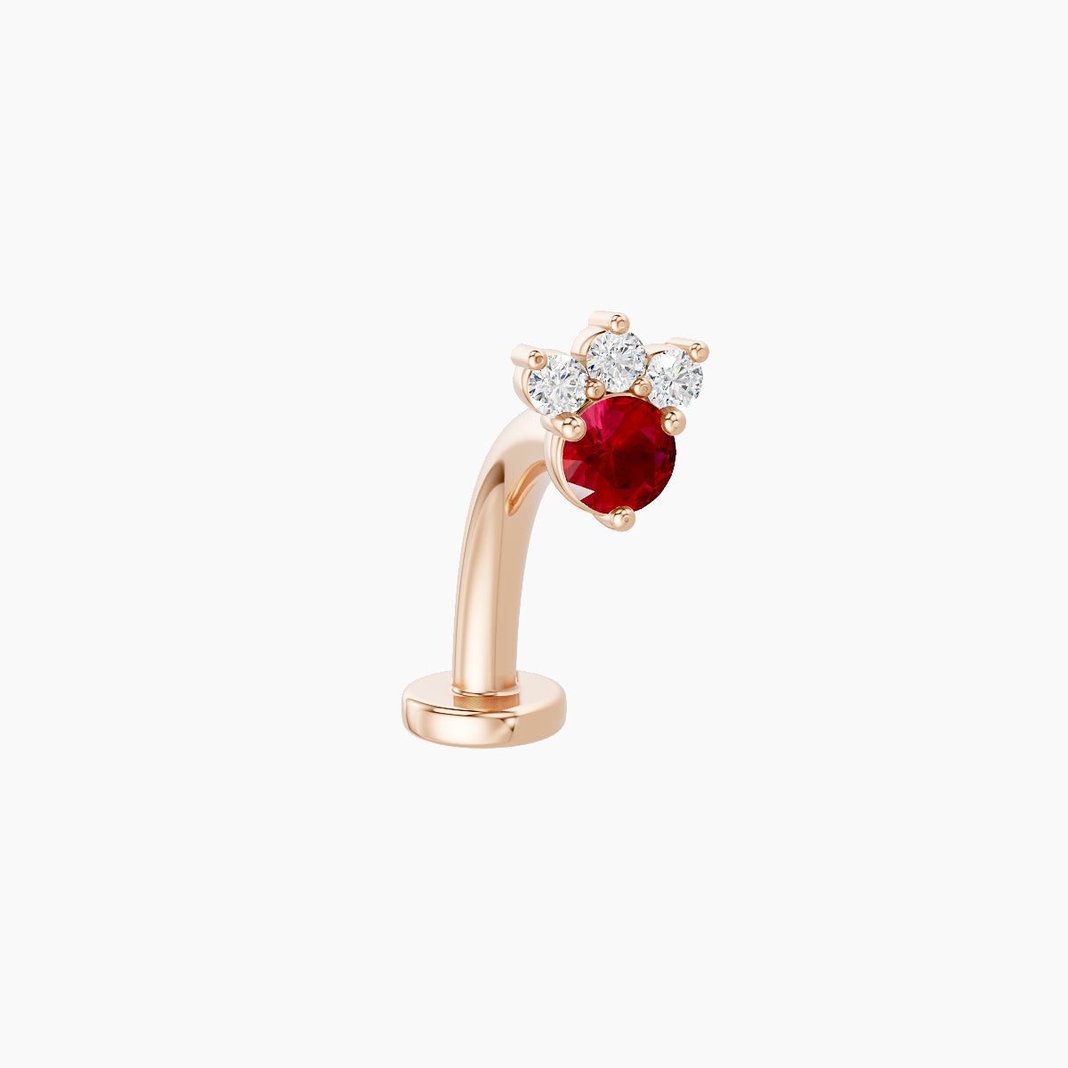 Sedna | 18k Rose Gold 10 mm 4.5 mm Ruby & Diamond Floating Navel Piercing
