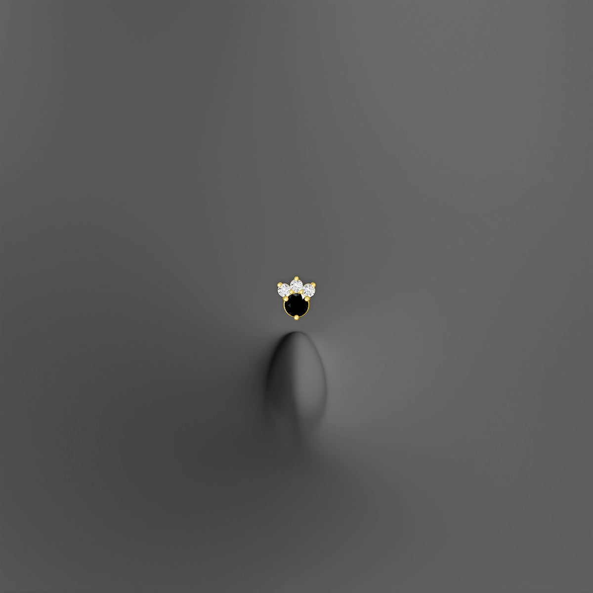 Sedna | 18k Yellow Gold 10 mm 4.5 mm Black Diamond & Diamond Floating Navel Piercing
