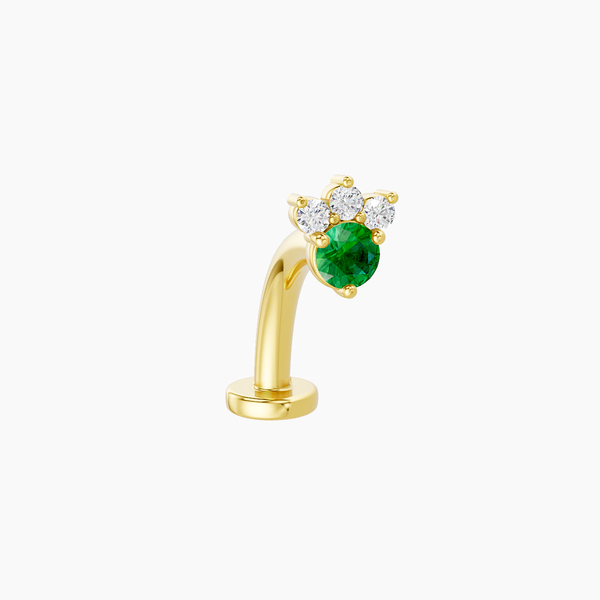 Sedna | 18k Yellow Gold 10 mm 4.5 mm Emerald & Diamond Floating Navel Piercing