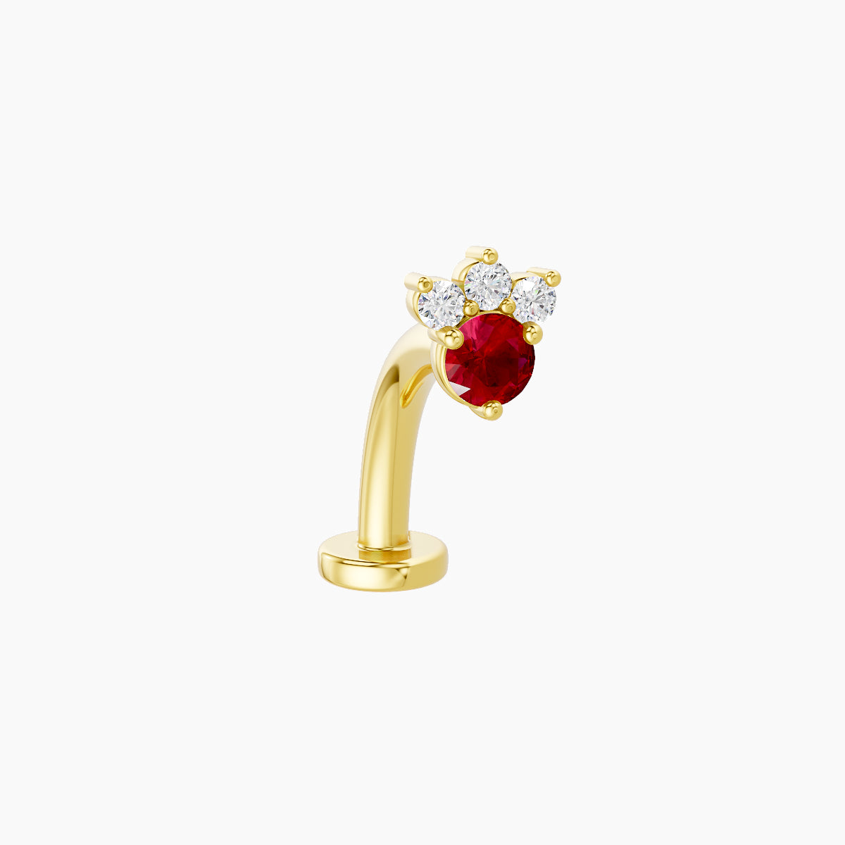 Sedna | 18k Yellow Gold 10 mm 4.5 mm Ruby & Diamond Floating Navel Piercing