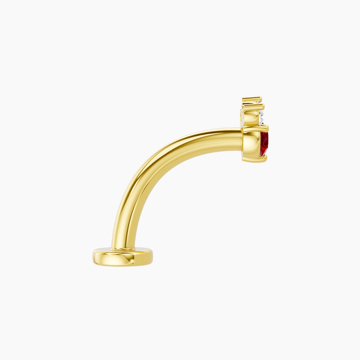 Sedna | 18k Yellow Gold 10 mm 4.5 mm Ruby & Diamond Floating Navel Piercing