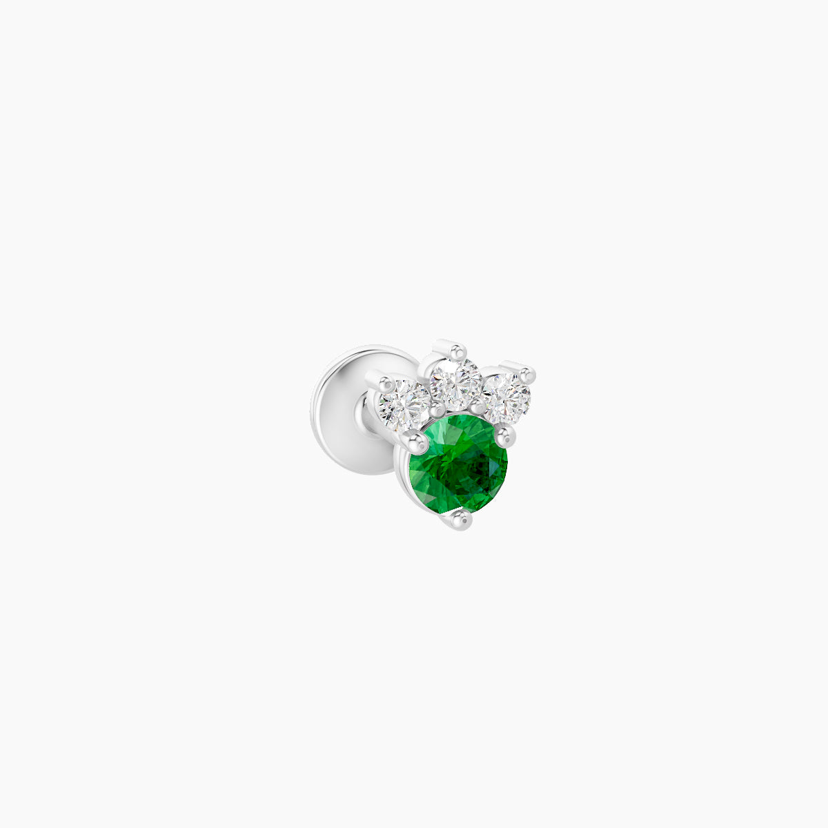 Sedna | 18k White Gold 5 mm 4.5 mm Emerald & Diamond Nose Piercing