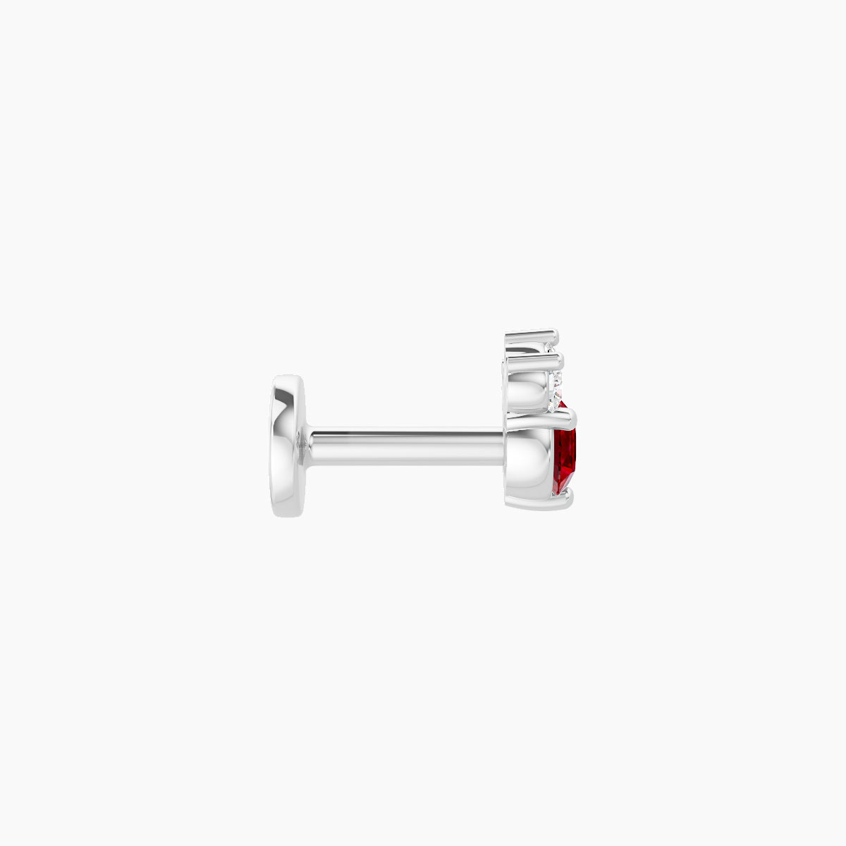 Sedna | 18k White Gold 5 mm 4.5 mm Ruby & Diamond Nose Piercing
