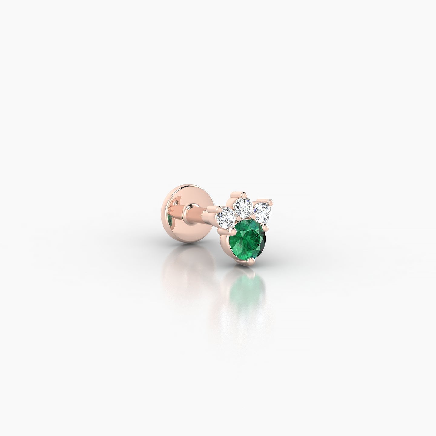 Sedna | 18k Rose Gold 5 mm 5 mm Emerald & Diamond Nostril Piercing