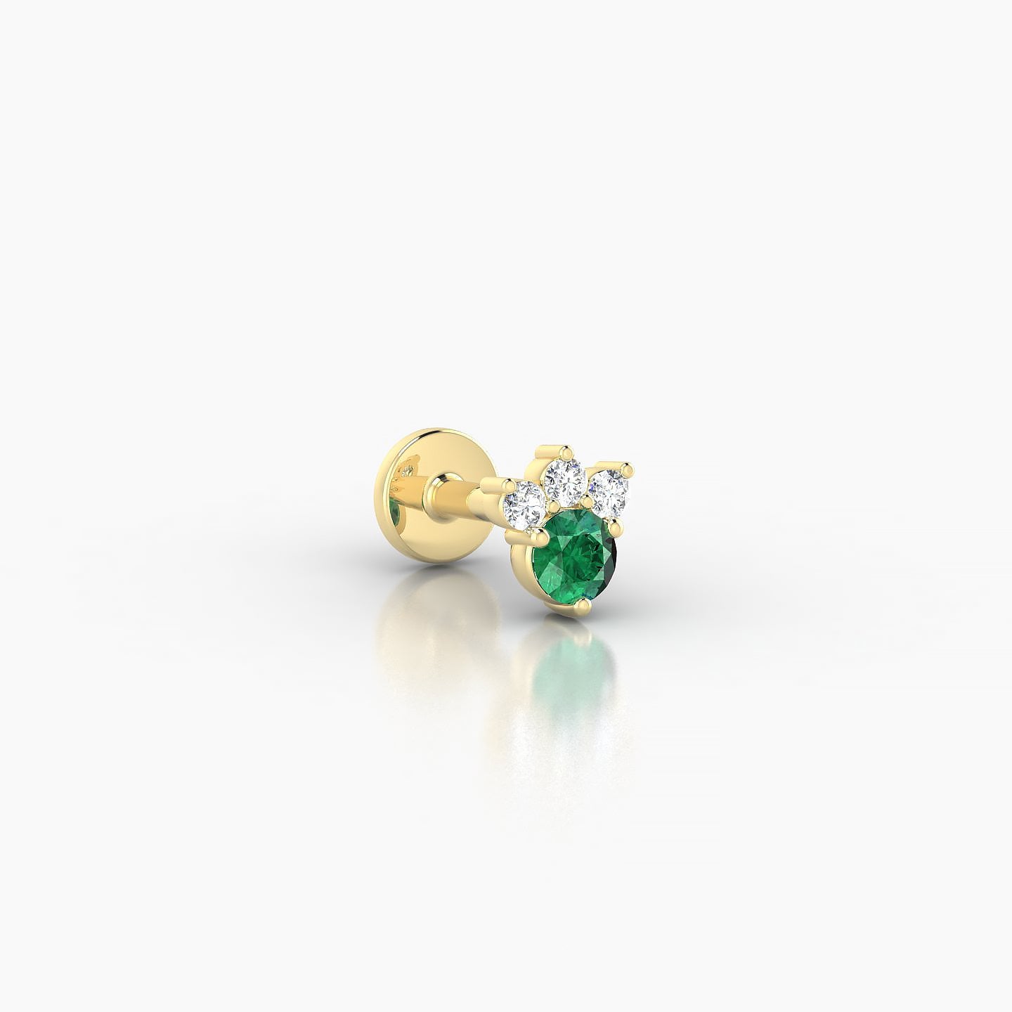 Sedna | 18k Yellow Gold 5 mm 5 mm Emerald & Diamond Nostril Piercing