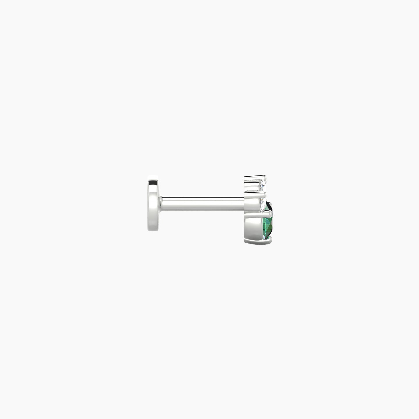 Sedna | 18k White Gold 5 mm 5 mm Emerald & Diamond Nostril Piercing