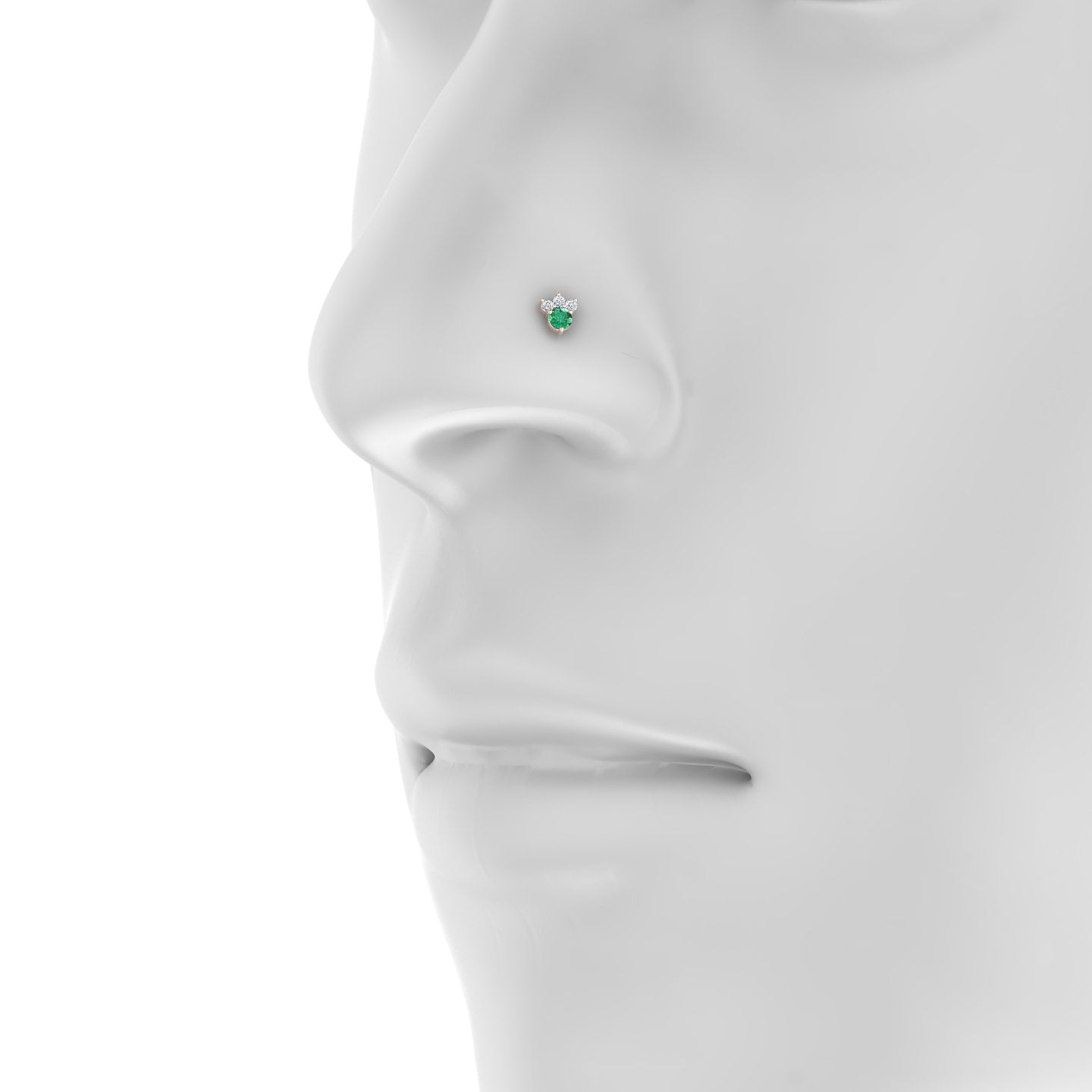 Sedna | 18k Rose Gold 5 mm 5 mm Emerald & Diamond Nostril Piercing