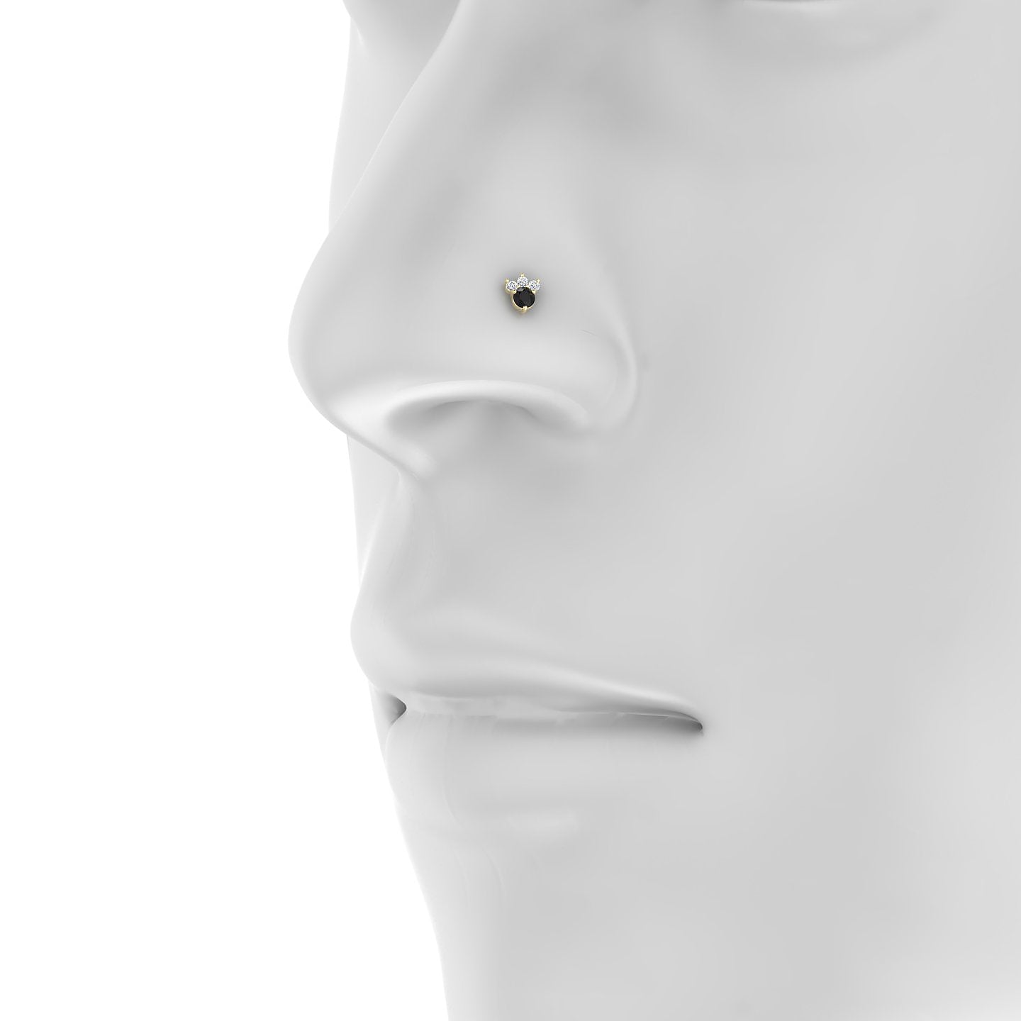 Sedna | 18k Yellow Gold 5 mm 5 mm Black Diamond & Diamond Nostril Piercing