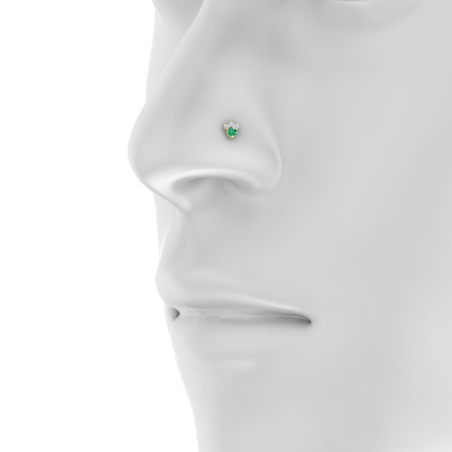 Sedna | 18k Yellow Gold 5 mm 5 mm Emerald & Diamond Nostril Piercing