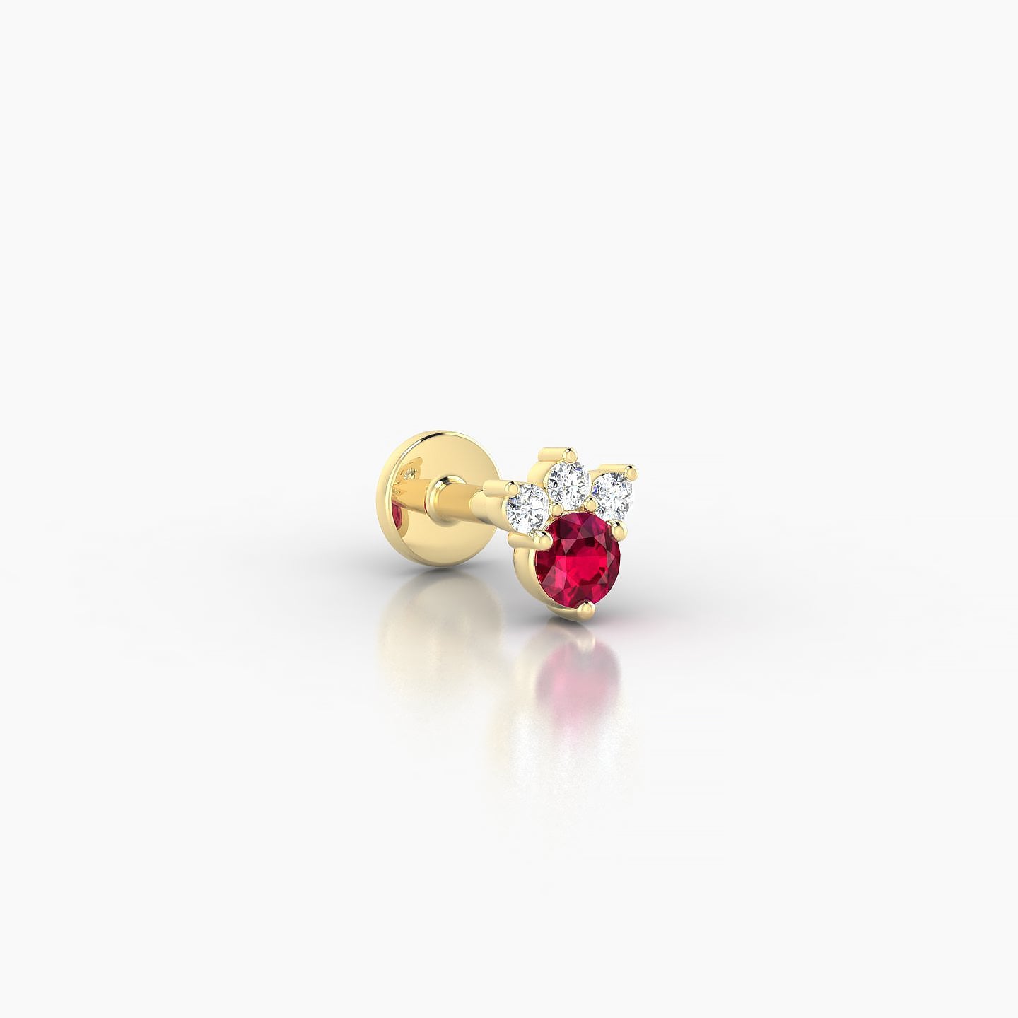 Sedna | 18k Yellow Gold 5 mm 5 mm Ruby & Diamond Piercing