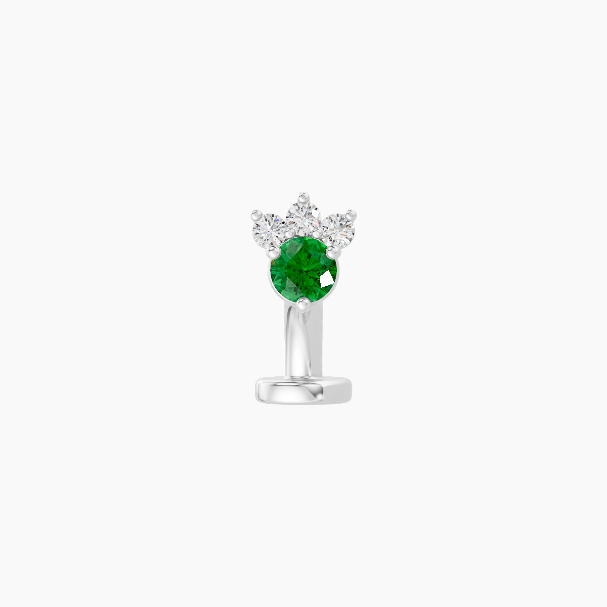 Sedna | 18k White Gold 6 mm 4.5 mm Emerald & Diamond Floating Navel Piercing