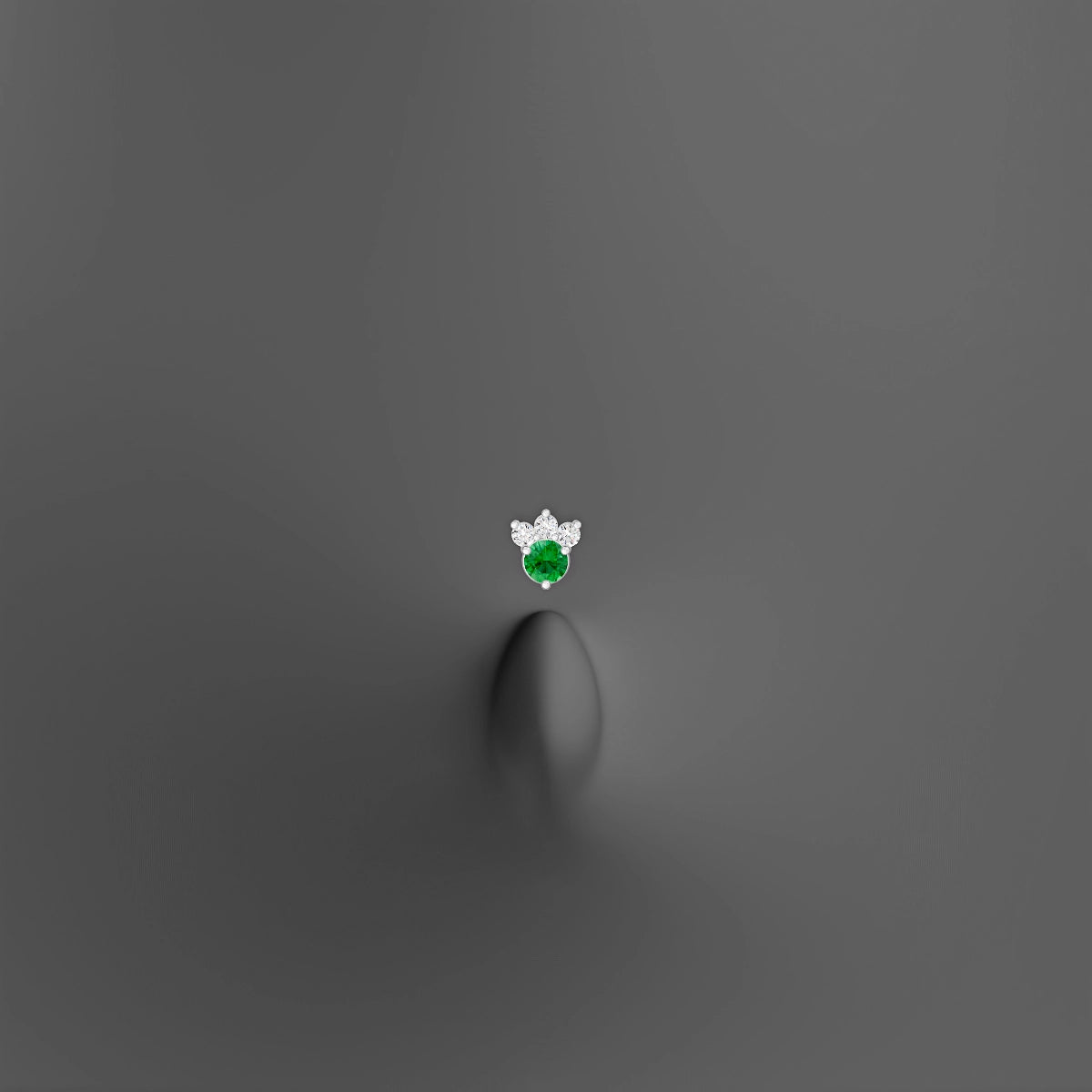 Sedna | 18k White Gold 6 mm 4.5 mm Emerald & Diamond Floating Navel Piercing