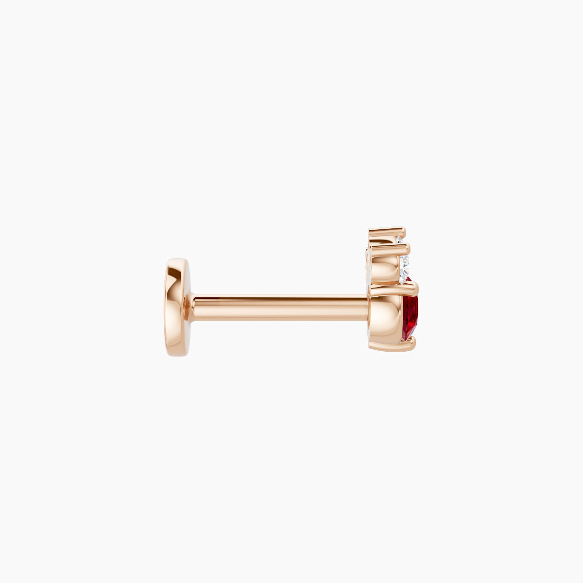 Sedna | 18k Rose Gold 6.5 mm 4.5 mm Ruby & Diamond Nose Piercing