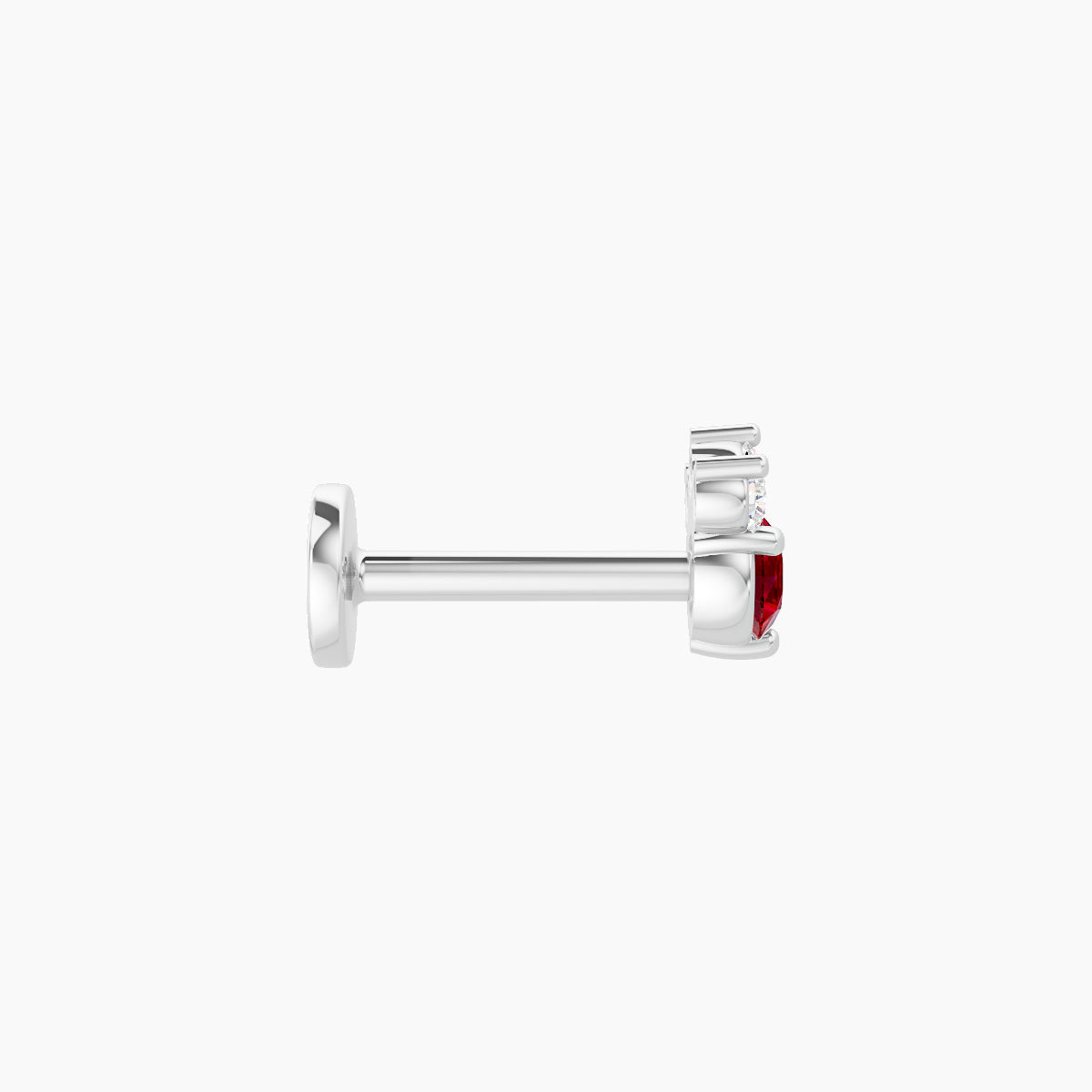 Sedna | 18k White Gold 6.5 mm 4.5 mm Ruby & Diamond Nose Piercing