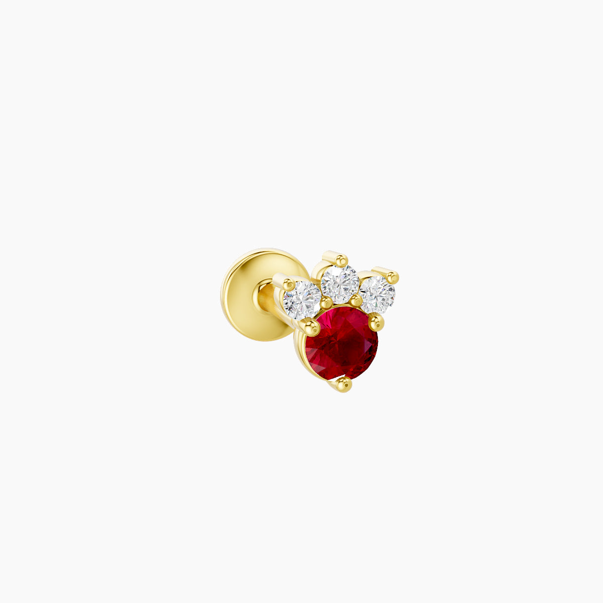 Sedna | 18k Yellow Gold 6.5 mm 4.5 mm Ruby & Diamond Nose Piercing