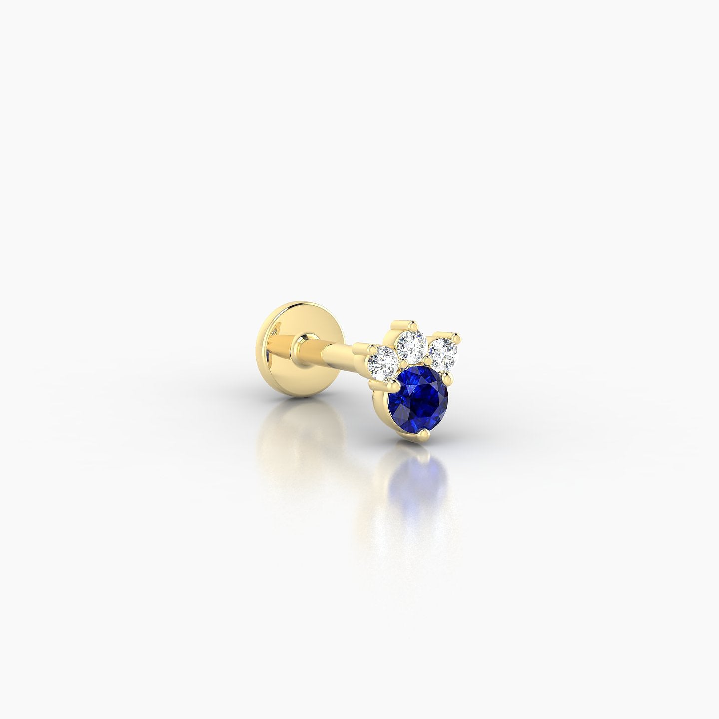 Sedna | 18k Yellow Gold 6.5 mm 5 mm Sapphire & Diamond Nostril Piercing