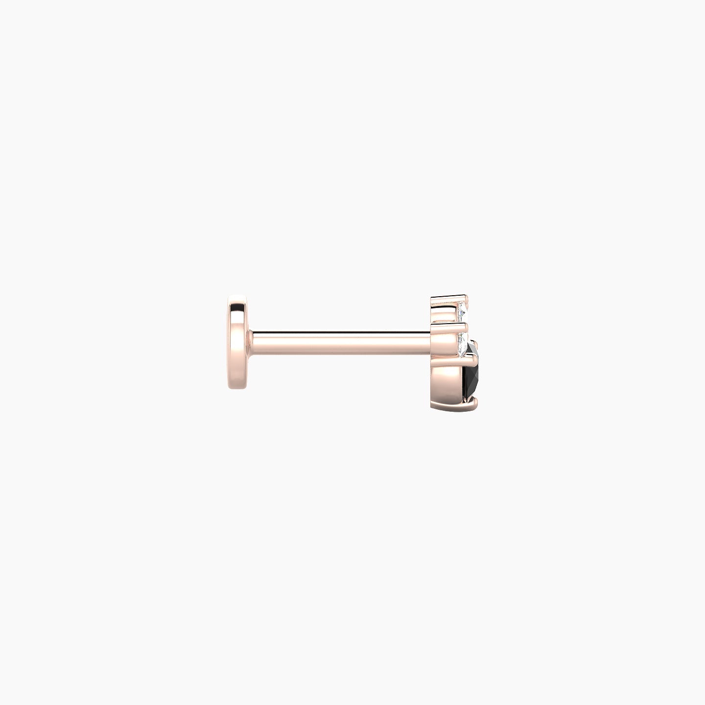 Sedna | 18k Rose Gold 6.5 mm 5 mm Black Diamond & Diamond Nostril Piercing