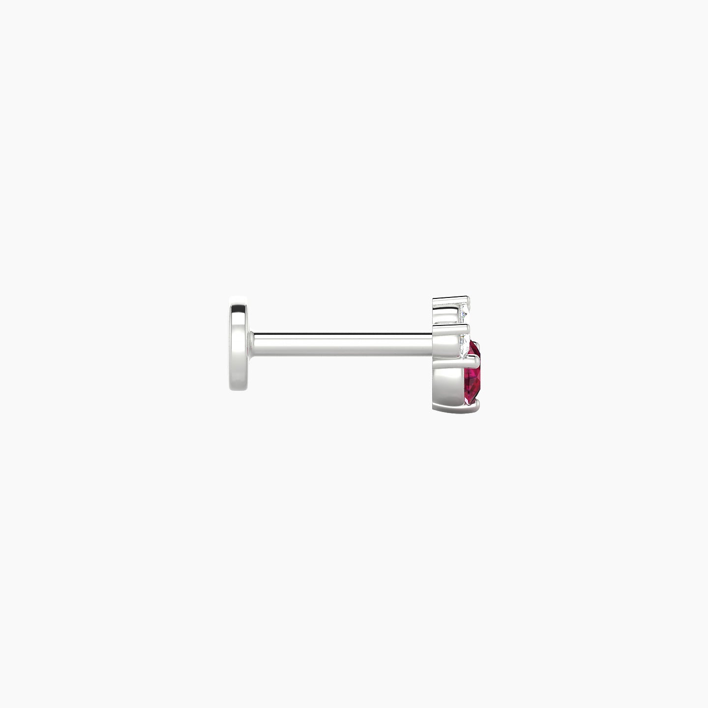 Sedna | 18k White Gold 6.5 mm 5 mm Ruby & Diamond Nostril Piercing