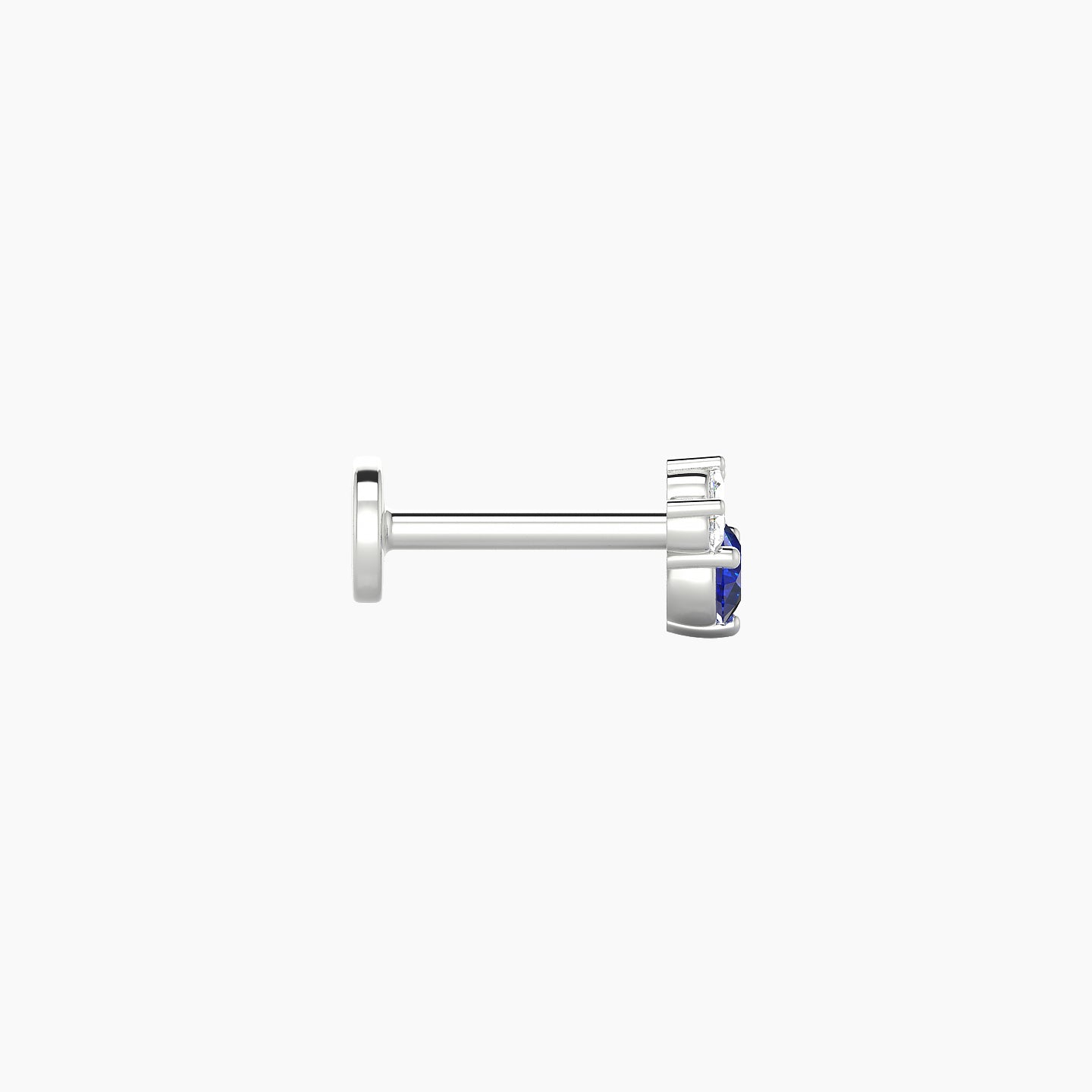 Sedna | 18k White Gold 6.5 mm 5 mm Sapphire & Diamond Nostril Piercing