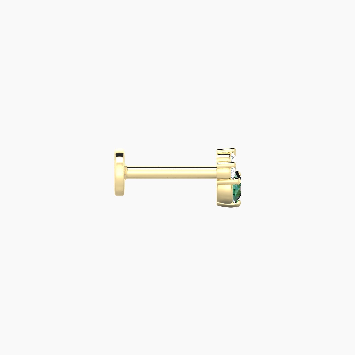 Sedna | 18k Yellow Gold 6.5 mm 5 mm Emerald & Diamond Nostril Piercing