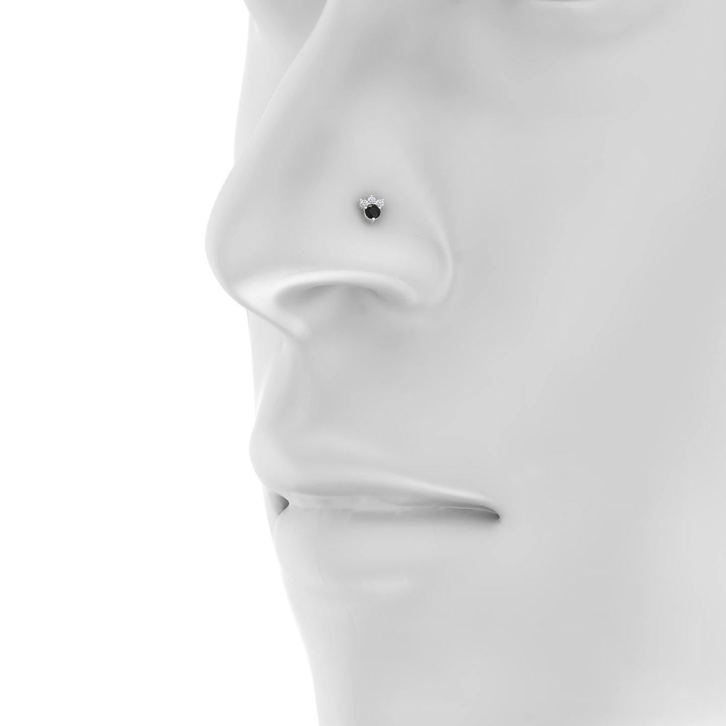 Sedna | 18k White Gold 6.5 mm 5 mm Black Diamond & Diamond Nostril Piercing