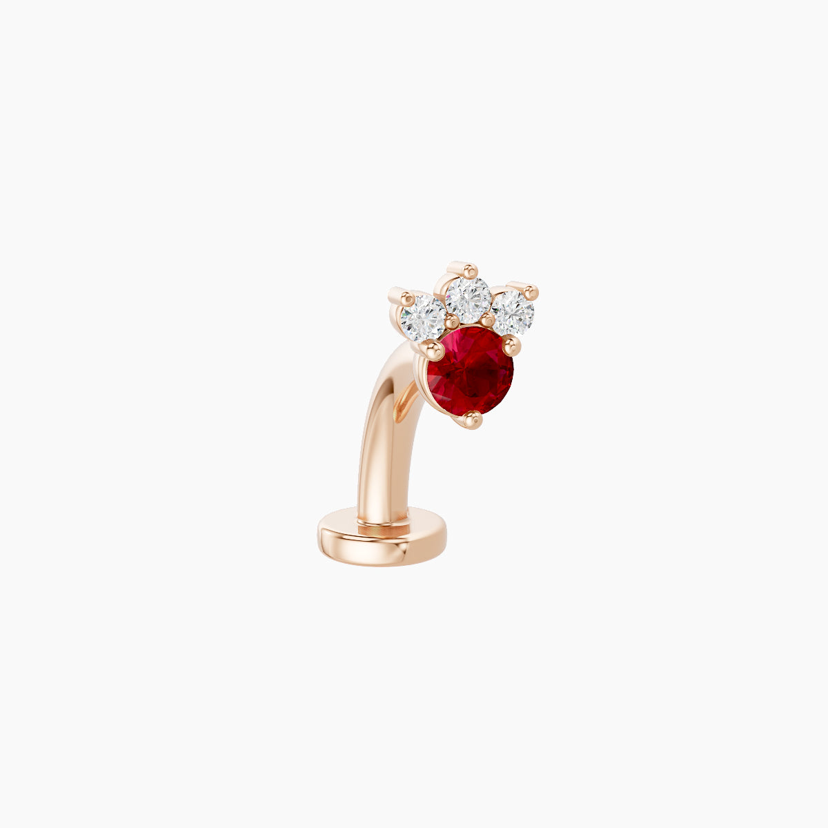 Sedna | 18k Rose Gold 8 mm 4.5 mm Ruby & Diamond Floating Navel Piercing