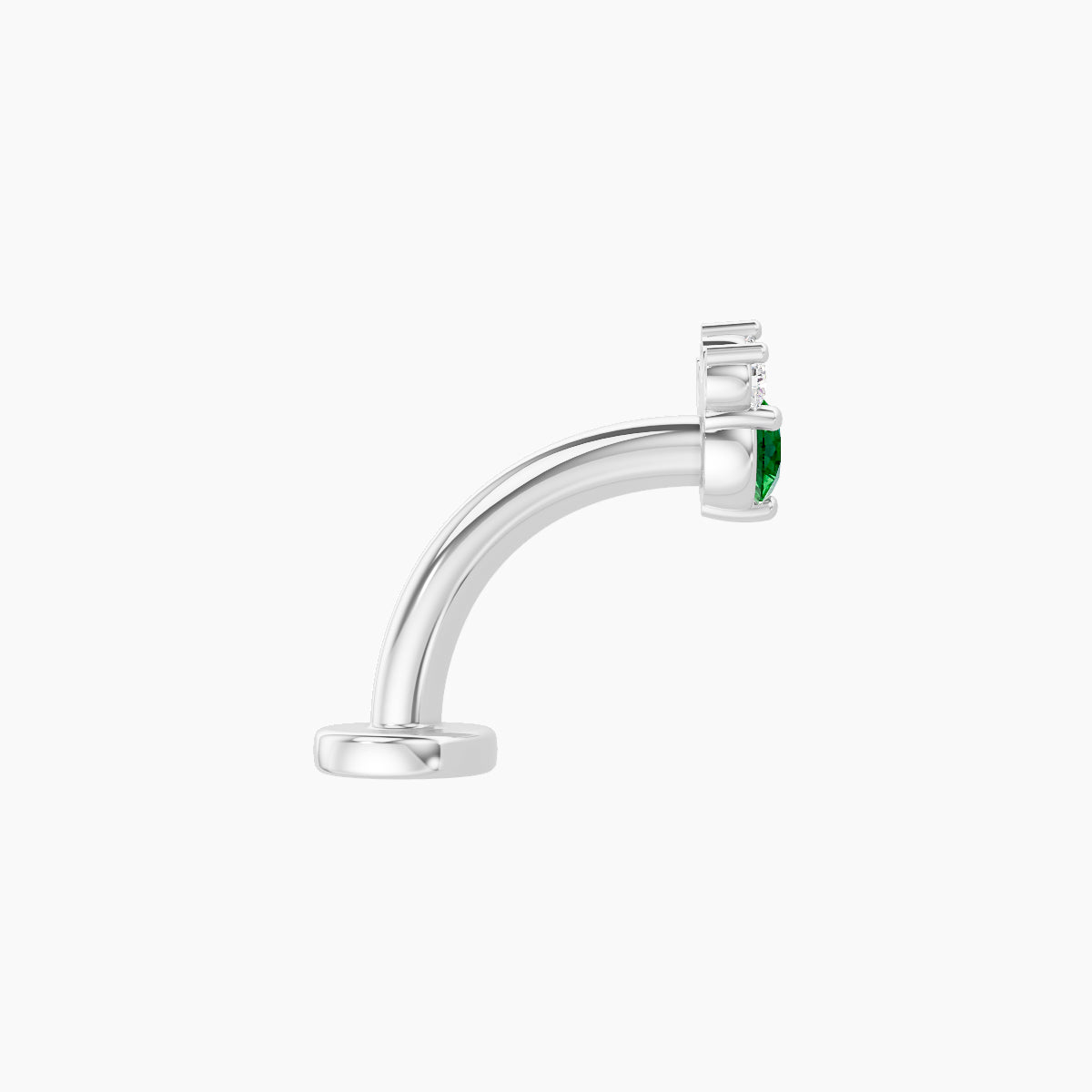 Sedna | 18k White Gold 8 mm 4.5 mm Emerald & Diamond Floating Navel Piercing