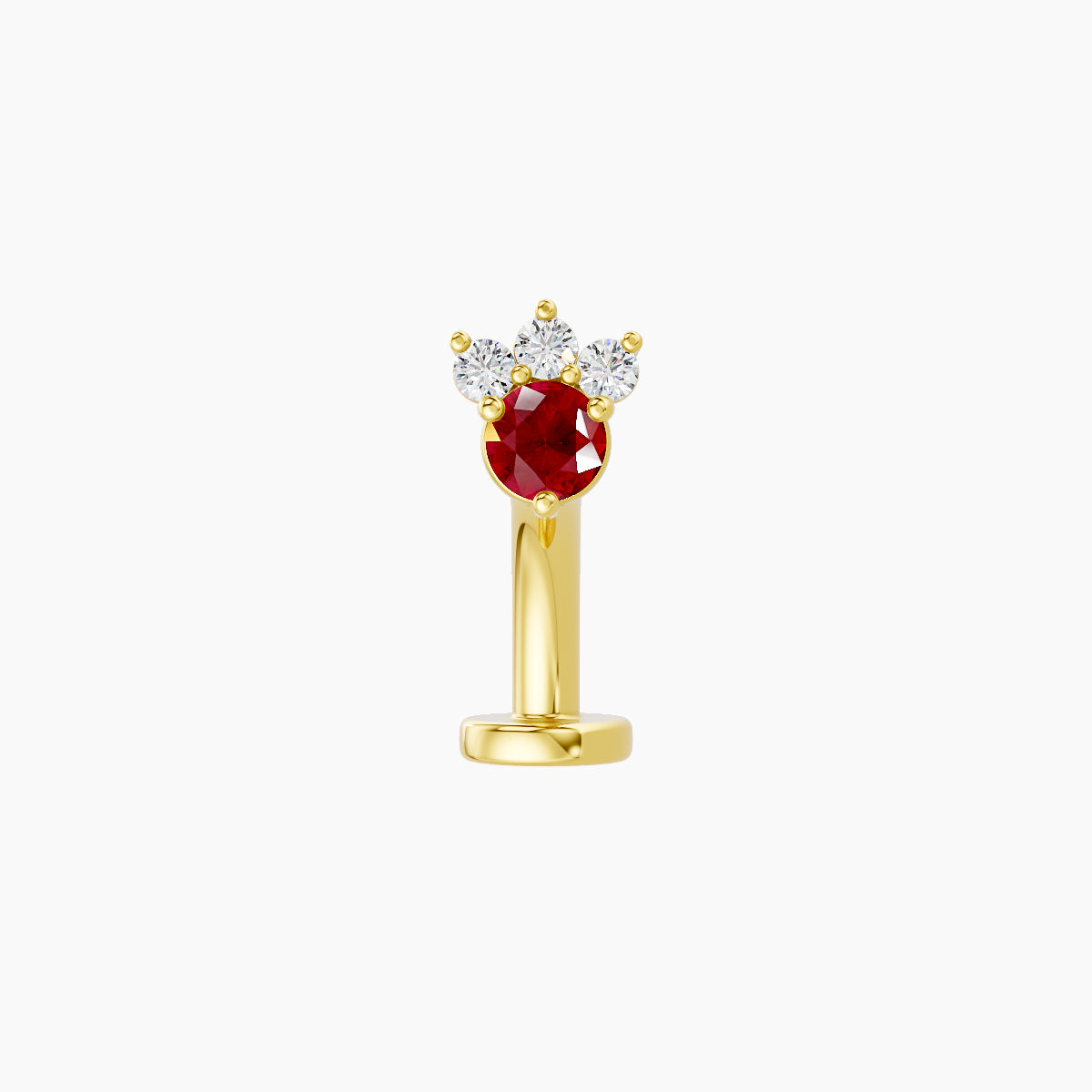 Sedna | 18k Yellow Gold 8 mm 4.5 mm Ruby & Diamond Floating Navel Piercing