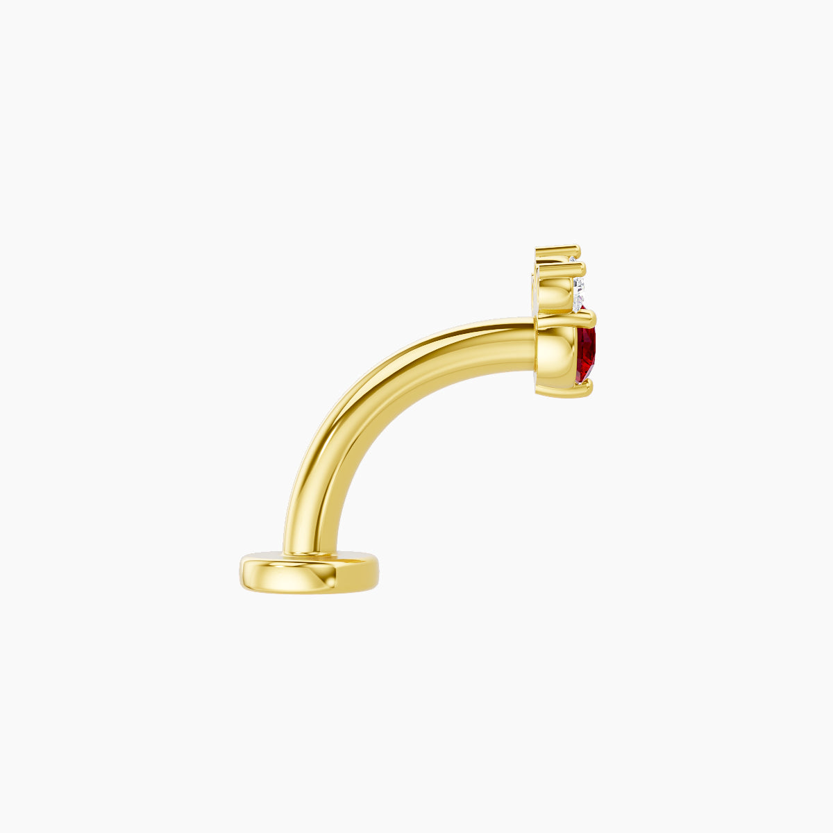 Sedna | 18k Yellow Gold 8 mm 4.5 mm Ruby & Diamond Floating Navel Piercing