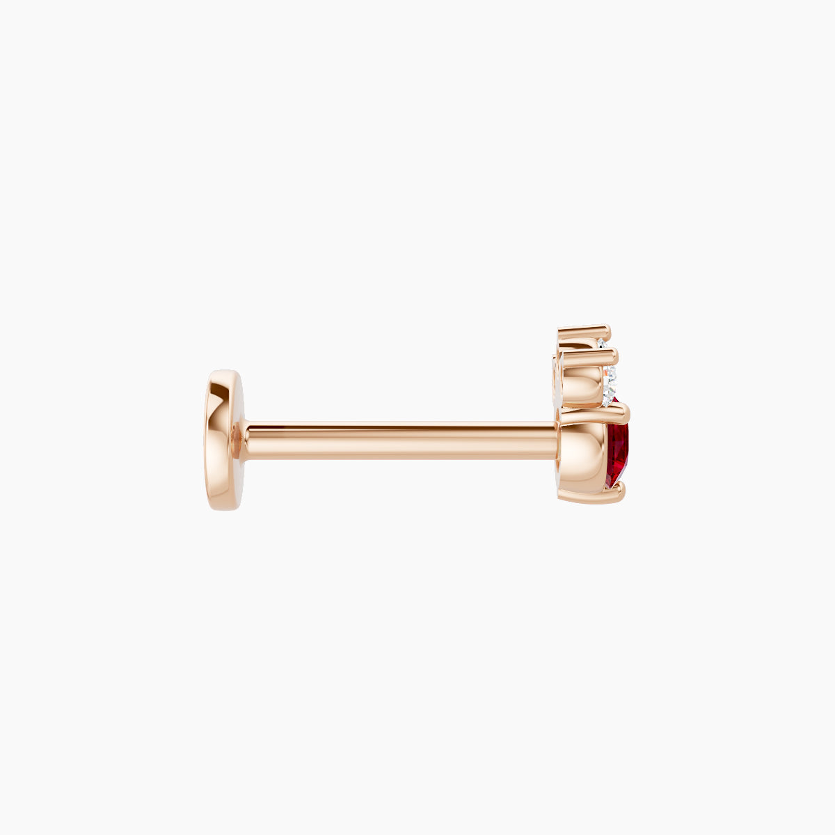 Sedna | 18k Rose Gold 8 mm 4.5 mm Ruby & Diamond Nose Piercing