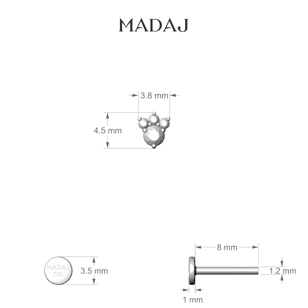 Sedna | 18k Yellow Gold 8 mm 4.5 mm Ruby & Diamond Nose Piercing