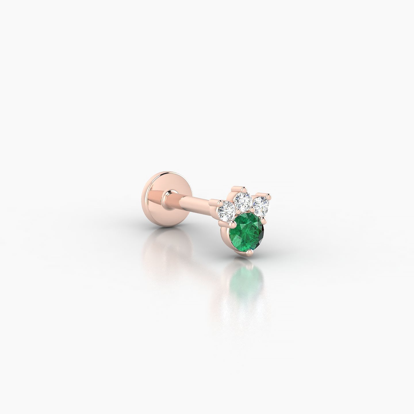 Sedna | 18k Rose Gold 8 mm 5 mm Emerald & Diamond Nostril Piercing