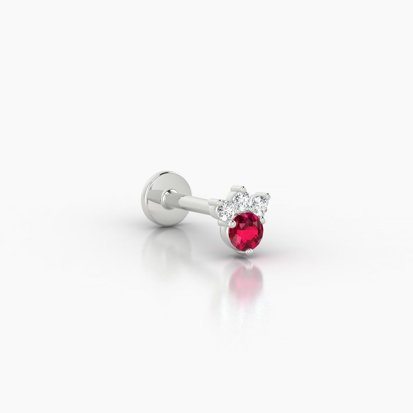 Sedna | 18k White Gold 8 mm 5 mm Ruby & Diamond Nostril Piercing