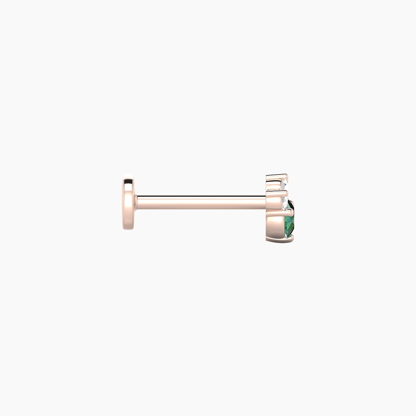 Sedna | 18k Rose Gold 8 mm 5 mm Emerald & Diamond Nostril Piercing