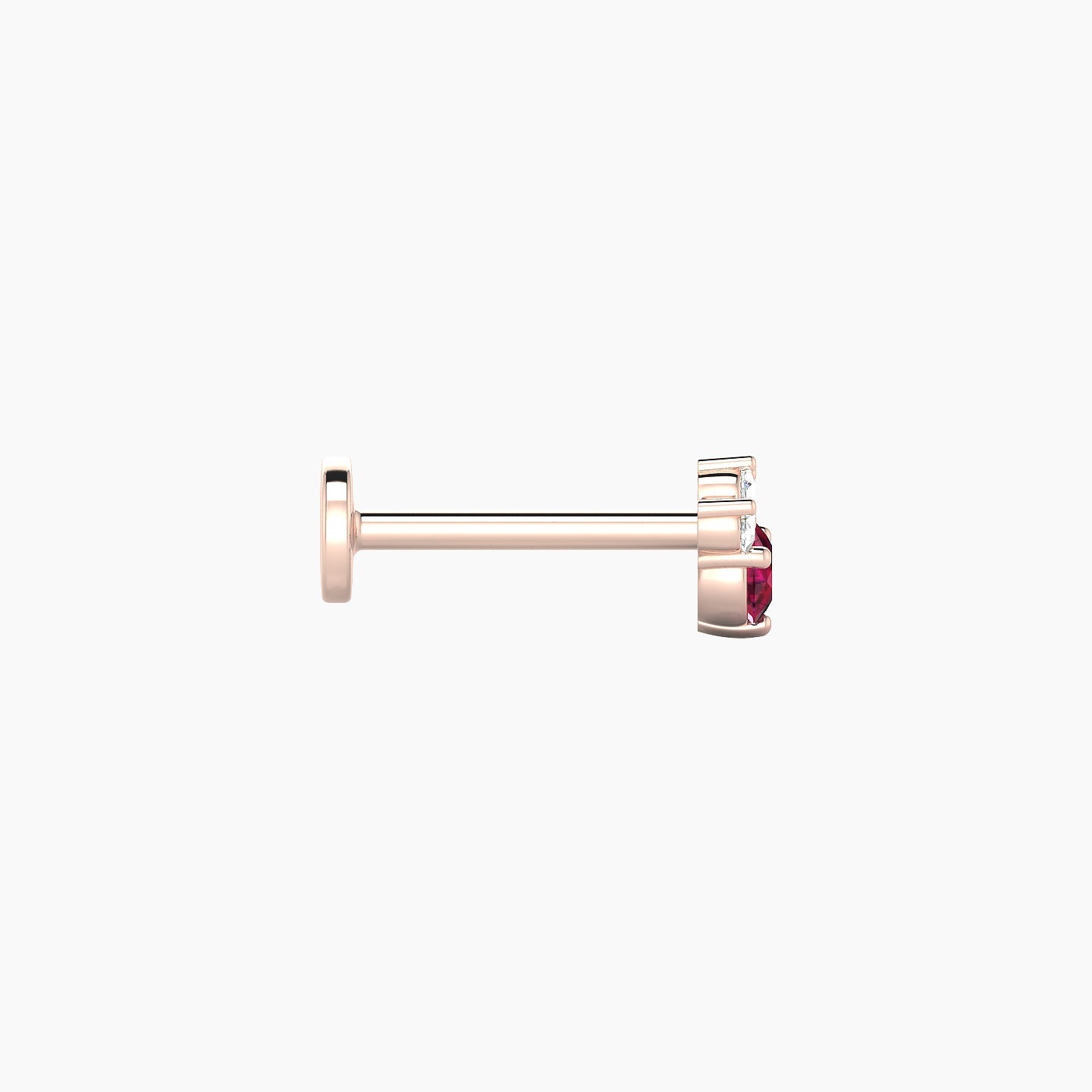 Sedna | 18k Rose Gold 8 mm 5 mm Ruby & Diamond Nostril Piercing