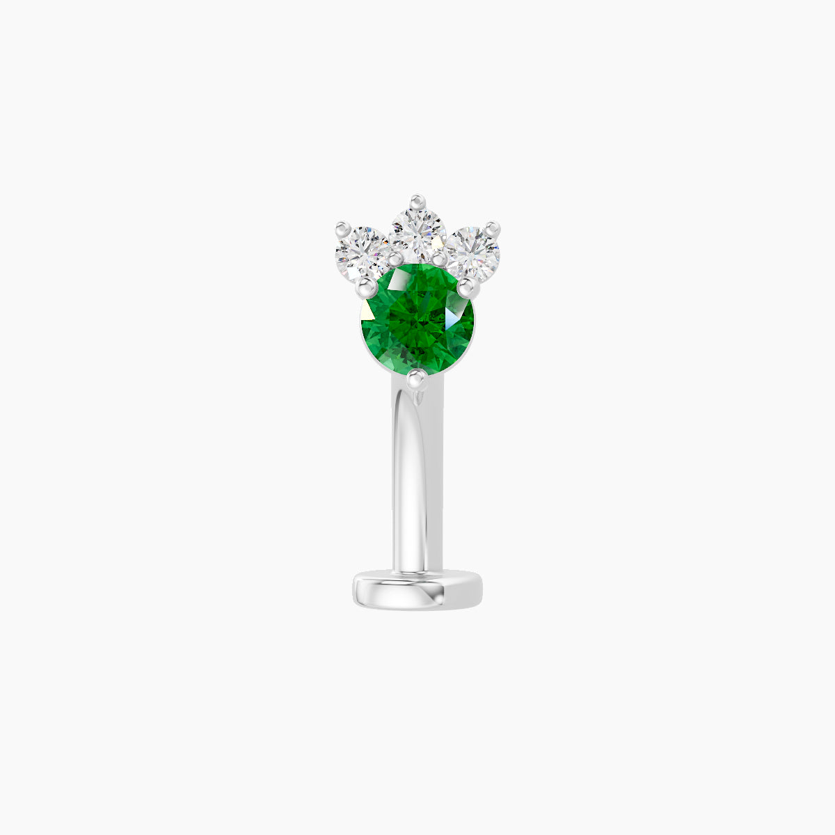 Sedna | 18k White Gold 10 mm 5.5 mm Emerald & Diamond Floating Navel Piercing