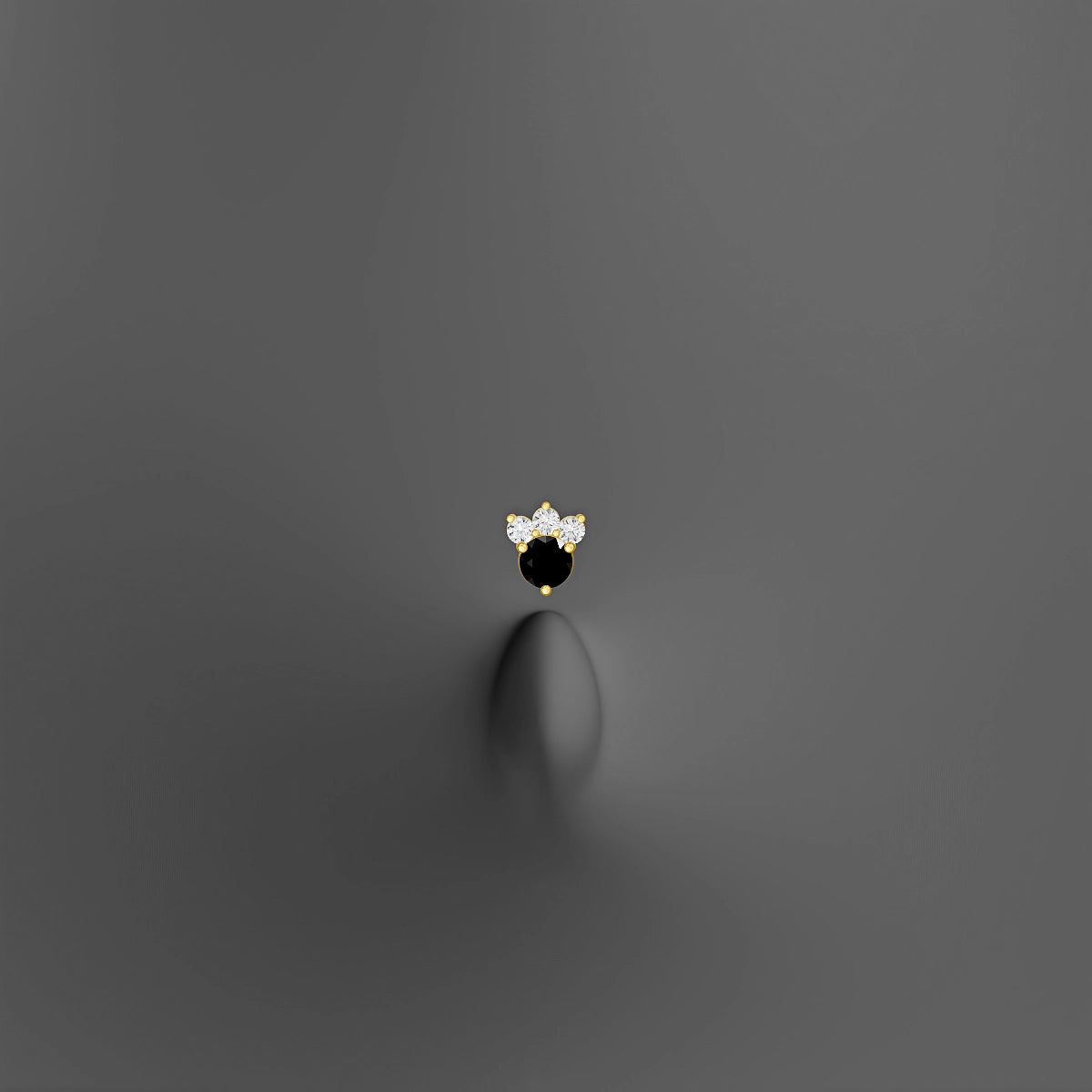 Sedna | 18k Yellow Gold 10 mm 5.5 mm Black Diamond & Diamond Floating Navel Piercing
