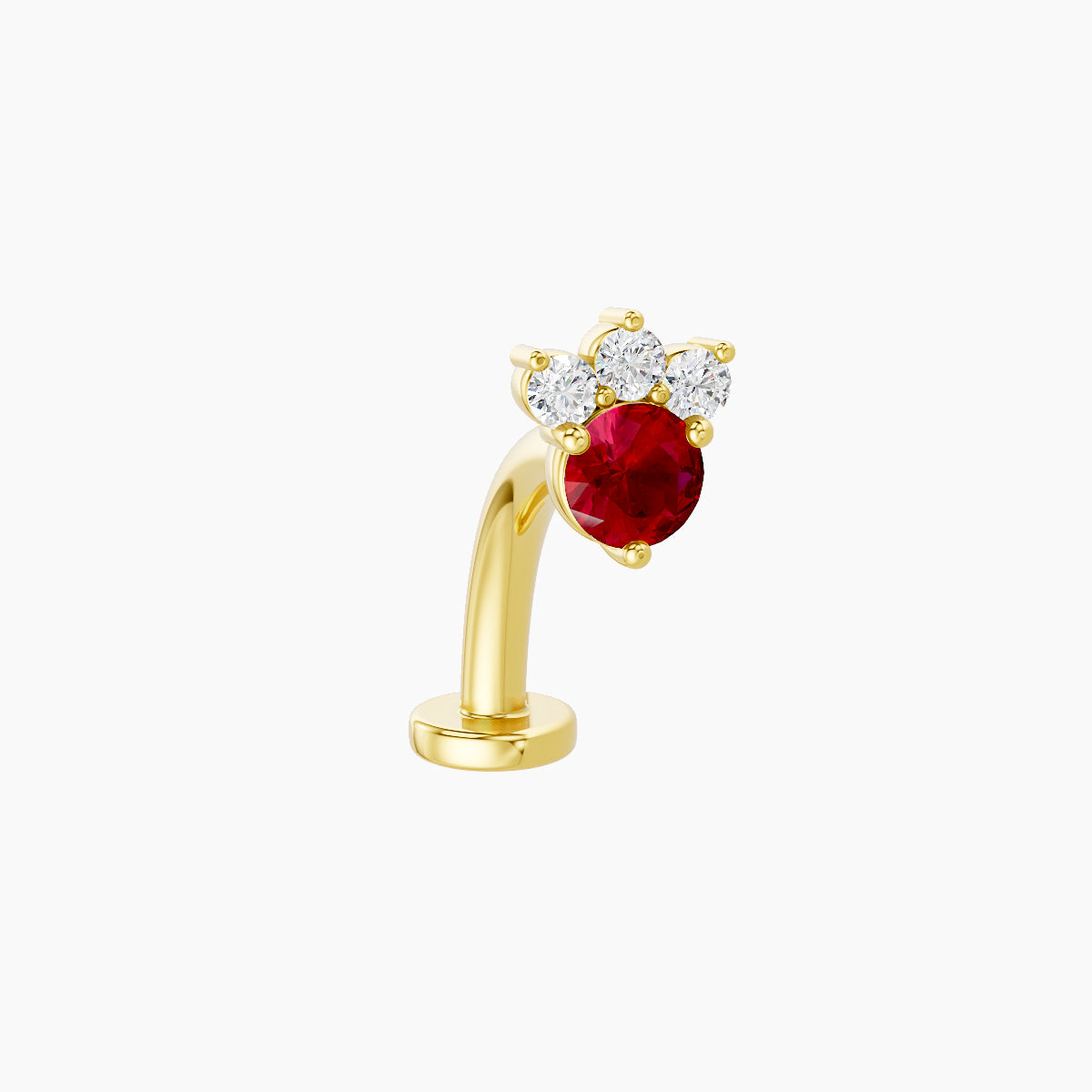 Sedna | 18k Yellow Gold 10 mm 5.5 mm Ruby & Diamond Floating Navel Piercing