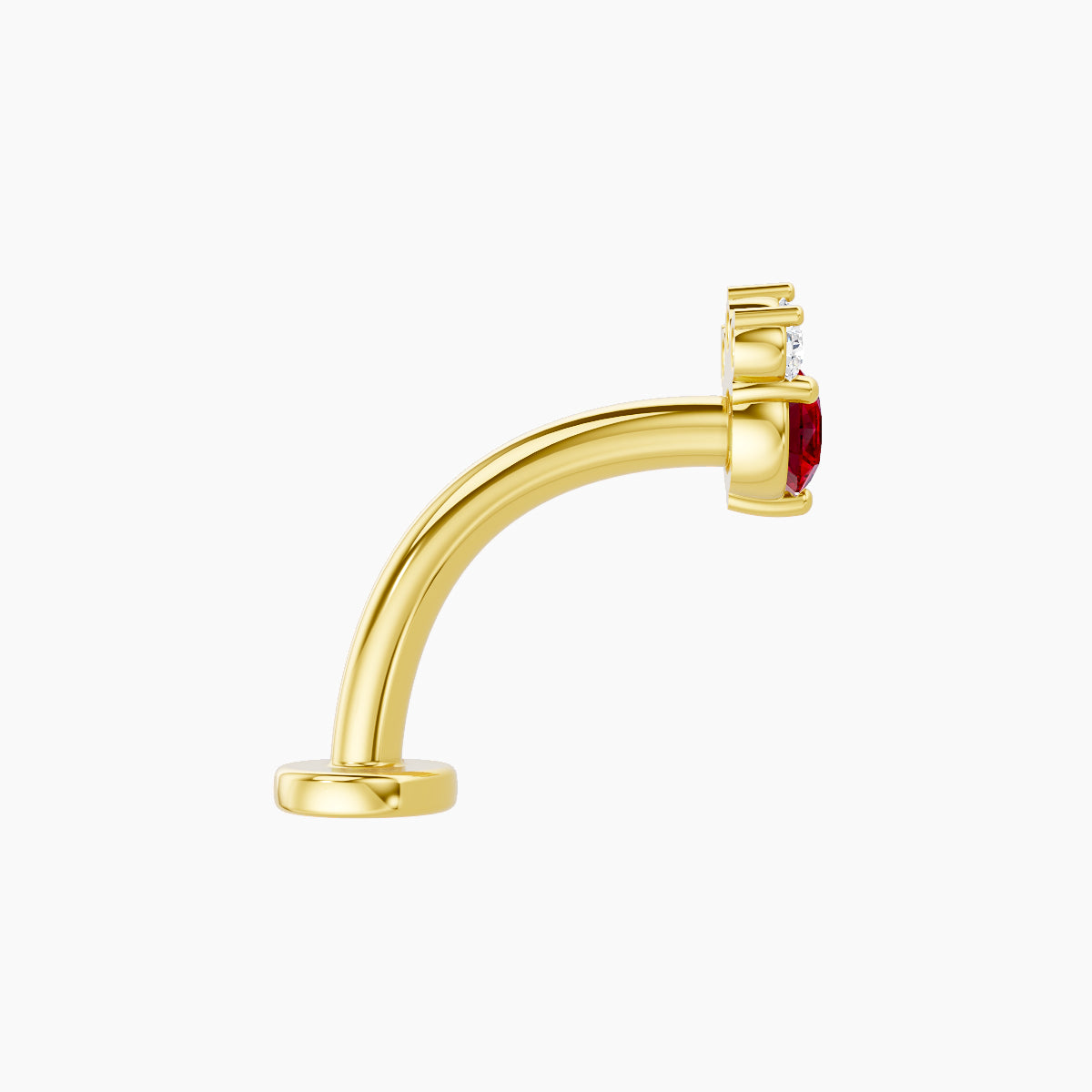 Sedna | 18k Yellow Gold 10 mm 5.5 mm Ruby & Diamond Floating Navel Piercing