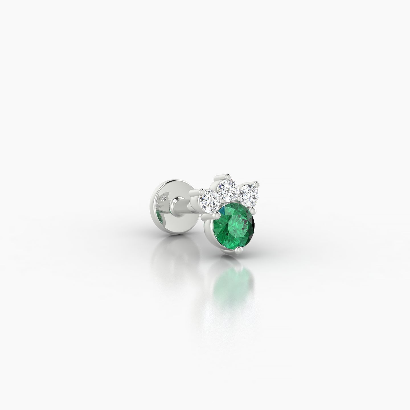 Sedna | 18k White Gold 5 mm 5.5 mm Emerald & Diamond Nostril Piercing