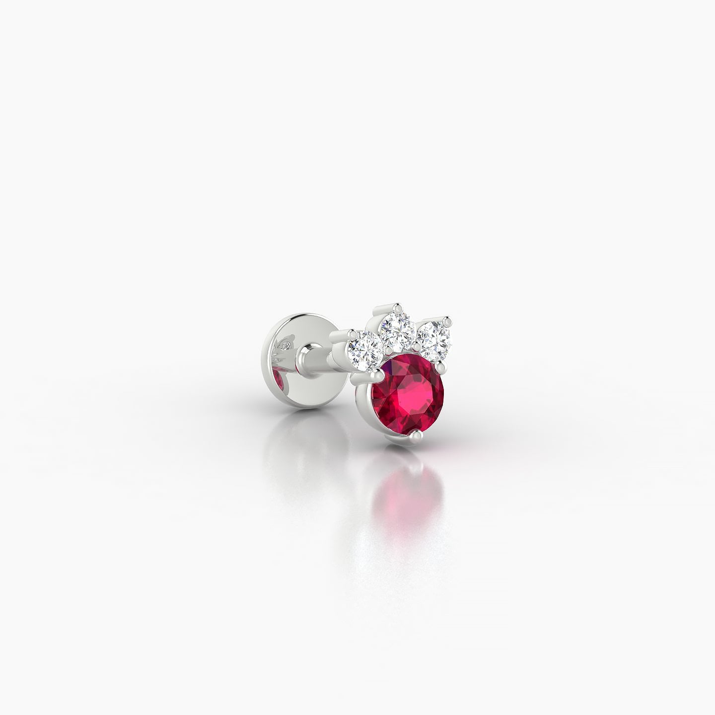 Sedna | 18k White Gold 5 mm 5.5 mm Ruby & Diamond Nostril Piercing