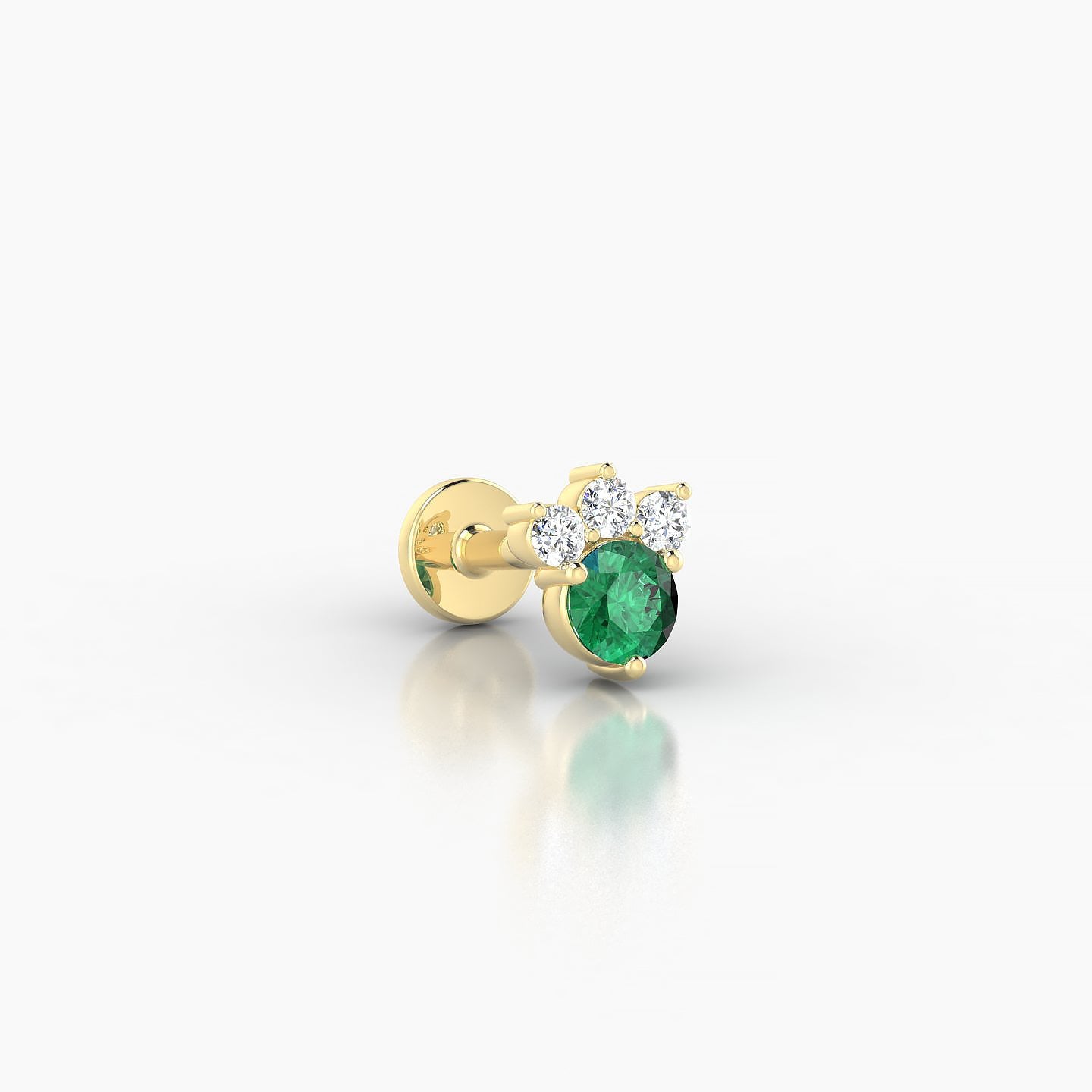 Sedna | 18k Yellow Gold 5 mm 5.5 mm Emerald & Diamond Nostril Piercing