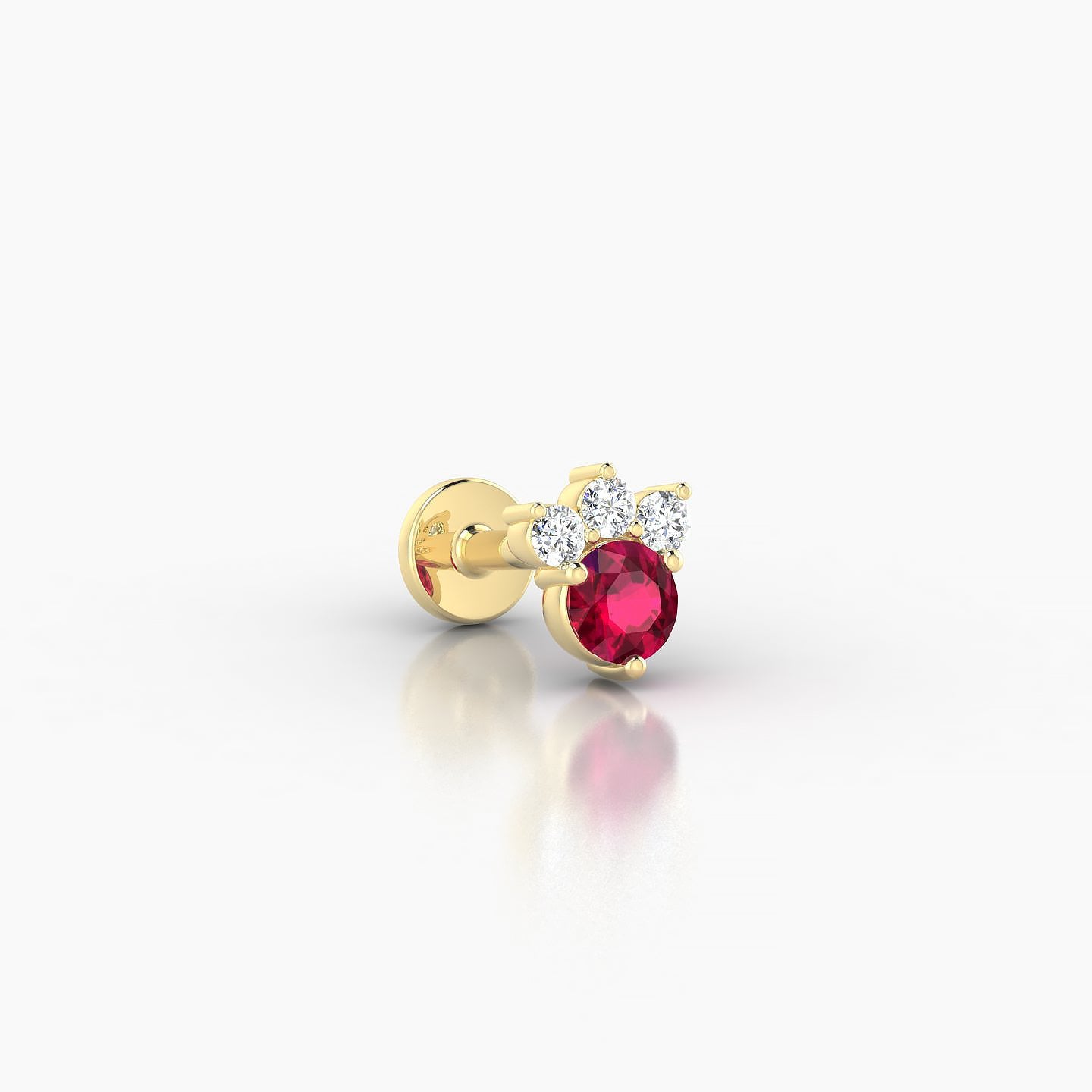 Sedna | 18k Yellow Gold 5 mm 5.5 mm Ruby & Diamond Nostril Piercing