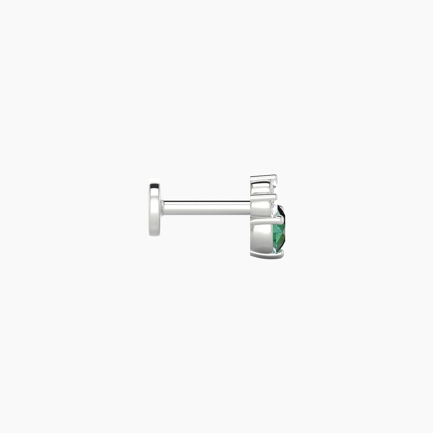 Sedna | 18k White Gold 5 mm 5.5 mm Emerald & Diamond Nostril Piercing