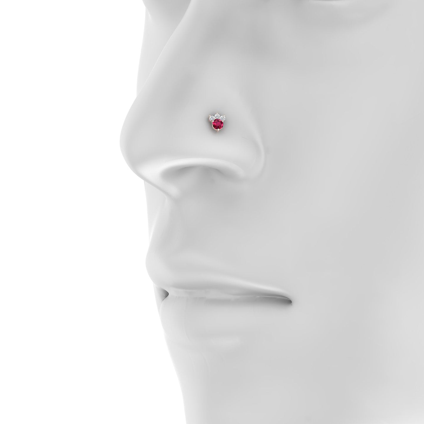 Sedna | 18k Rose Gold 5 mm 5.5 mm Ruby & Diamond Nostril Piercing