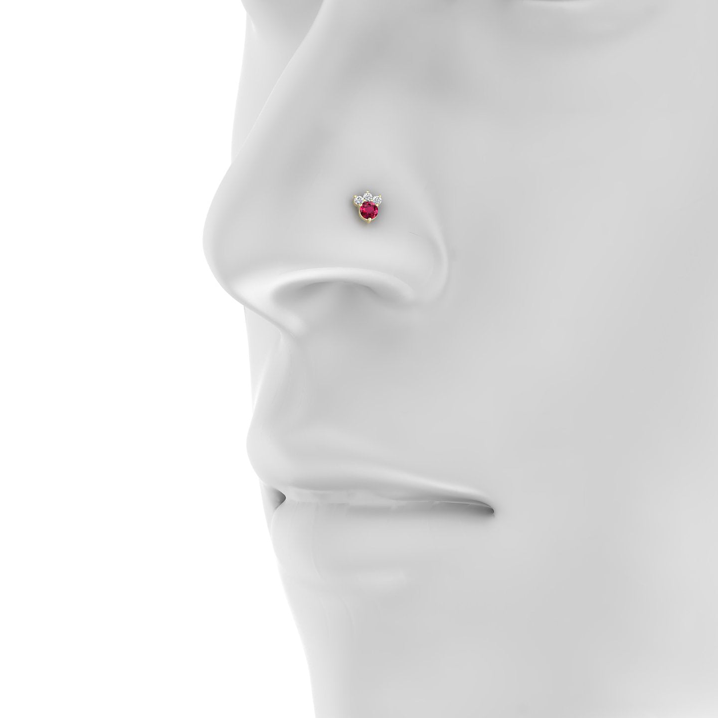 Sedna | 18k Yellow Gold 5 mm 5.5 mm Ruby & Diamond Nostril Piercing