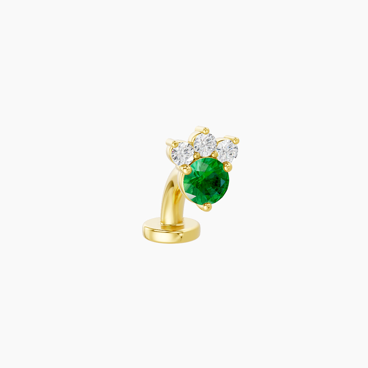 Sedna | 18k Yellow Gold 6 mm 5.5 mm Emerald & Diamond Floating Navel Piercing
