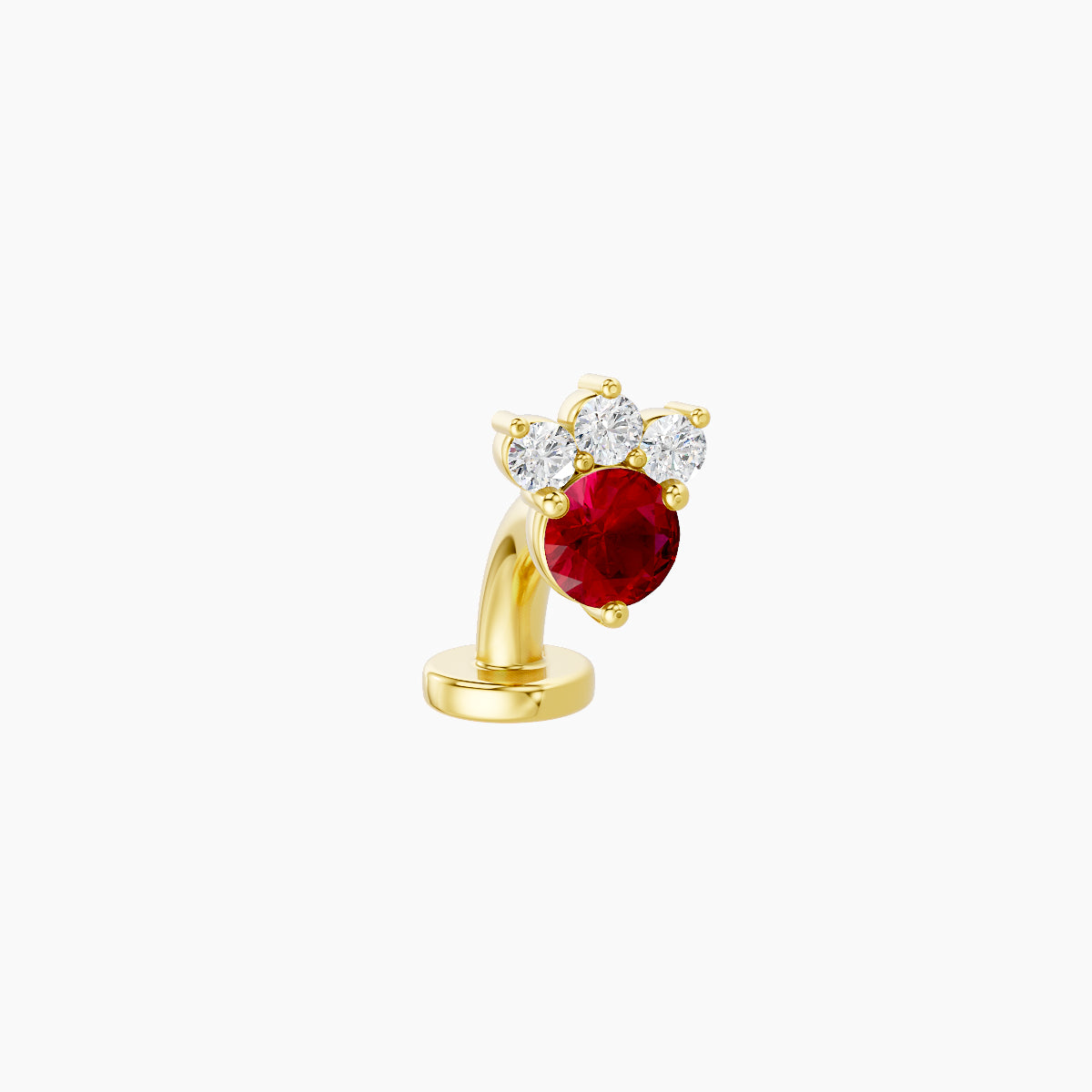 Sedna | 18k Yellow Gold 6 mm 5.5 mm Ruby & Diamond Floating Navel Piercing