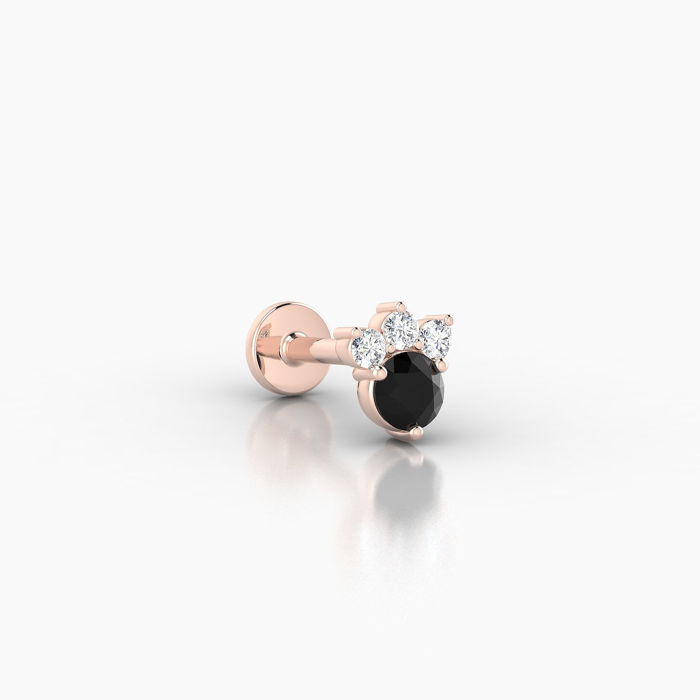 Sedna | 18k Rose Gold 6.5 mm 5.5 mm Black Diamond & Diamond Nostril Piercing