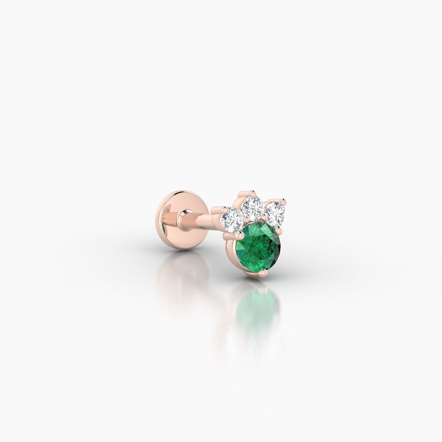 Sedna | 18k Rose Gold 6.5 mm 5.5 mm Emerald & Diamond Nostril Piercing